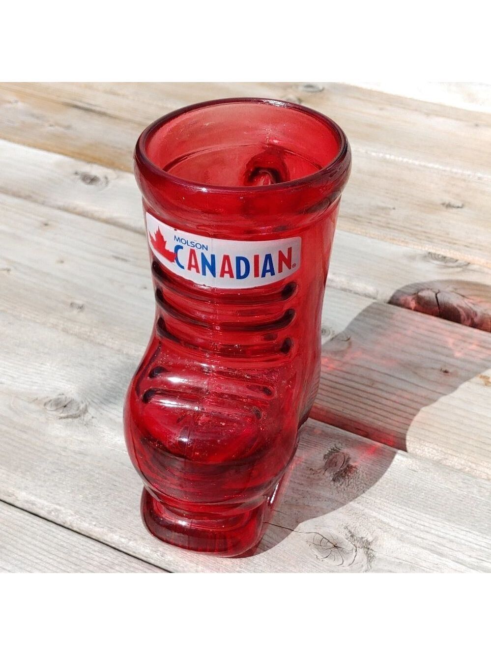 Molson Canadian Skate Boot Glass Stein RED